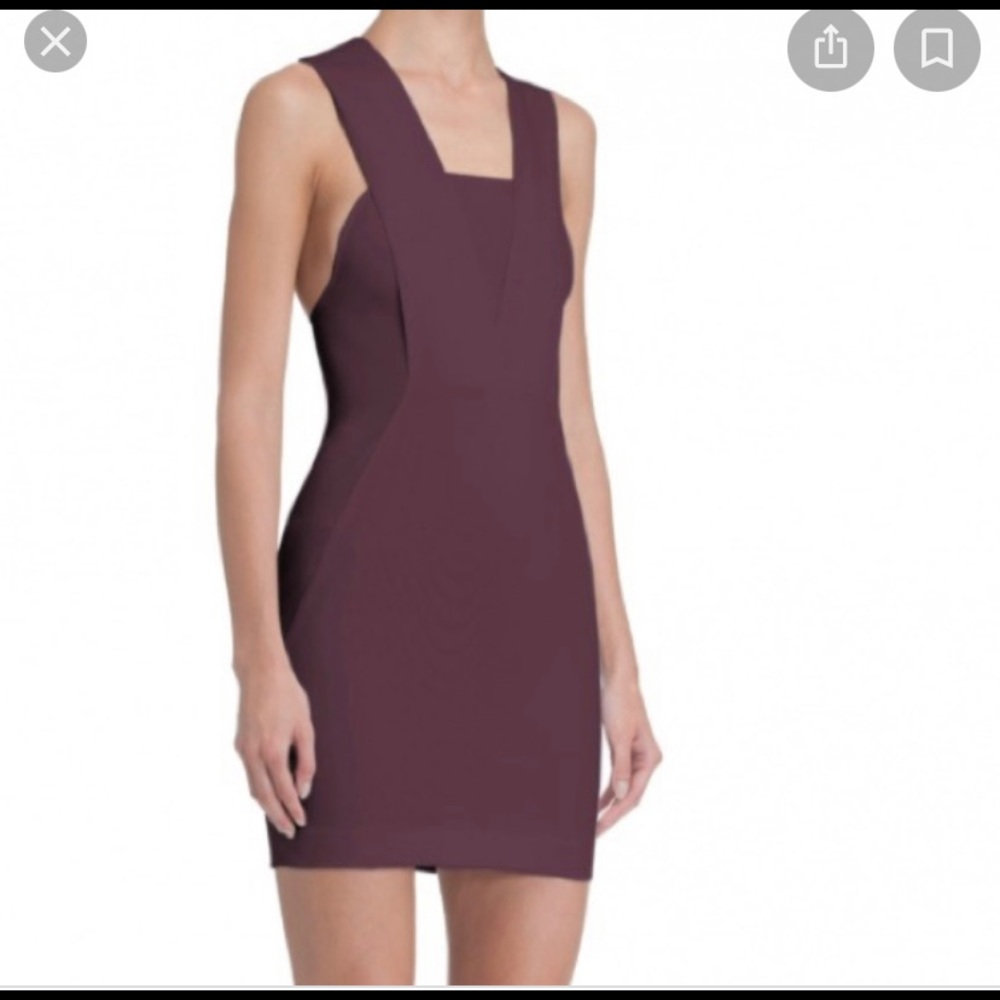 AQAQ Zeta Panelled Mini Dress Deep Fig Aqaq